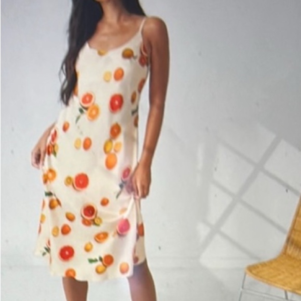 Lunya Cream and Orange Slip Dress